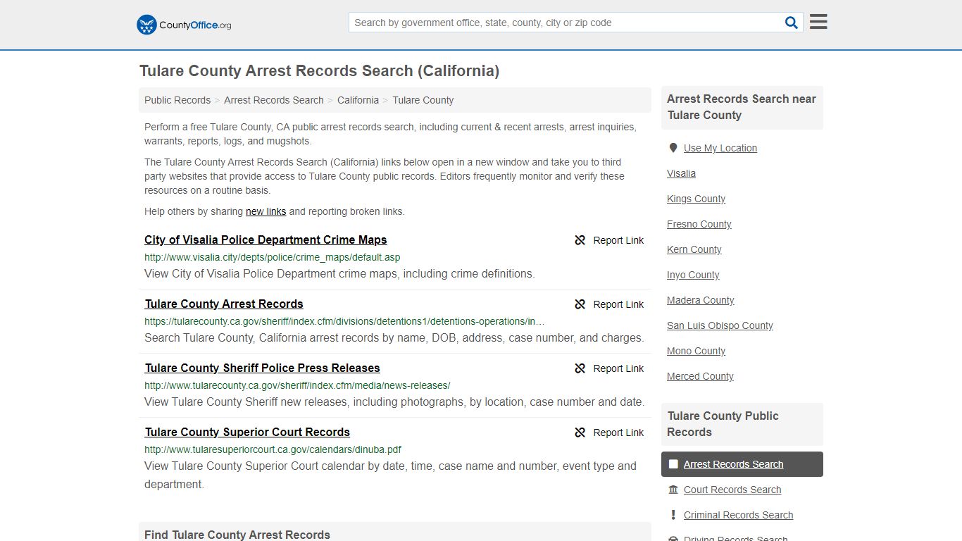 Arrest Records Search - Tulare County, CA (Arrests & Mugshots)